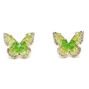 Green Crystal Butterfly‎ Stud Earrings